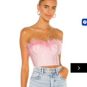 Superdown Pink Feathered Crop Top
